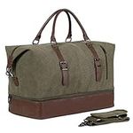 Overnight Travel Duffel Bag, Canvas Leather Oversized Weekender Bag Large Carry On Bag Travel Bag for Men or Women, [C] Green, Fashion