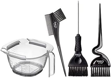 Red by Kiss Hair Dye Coloring Kit, Hair Dye Mixing Bowl and Dye Brush 3PCS, Hair Color Hair Bleach Set (Clear)