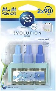Febreze Ambi Pur 3Volution Air Freshener Plug-In Diffuser Refill, Odour Eliminator, Cotton Fresh, Package may vary, 2 x 20ml, Pack of 1