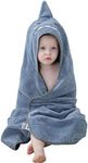 COOKY.D Unisex Baby Toddler Kids Animal Hooded Cotton Shower Beach Bath Towel Swimming Robe, 0-6 Years Old, 90x90cm, Grey