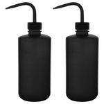 stonylab LDPE Chemical Wash Bottle, 2-Pack Watering Tool Safety Black Plastic Squeeze Bottle Lab Rinse Bottle with Scale Labels and Narrow Mouth Squirt Bottle, 500 ml