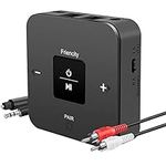 Friencity Bluetooth 5.0 Transmitter Receiver for TV to headphones, Bluetooth Audio Adapter for TV/PC/Airplanes/Home Stereo/Speaker, Digital Optical 3.5mm AUX RCA Jack, Pair 2 Headphones Simultaneously