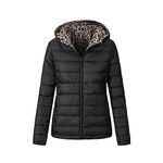 Vibes Womens Jacket Padded Hodded Coat Double sided Ladies Top Puffer Ladies Jackets with zipper (as8, alpha, m, regular, regular, Black)