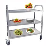 TAIMIKO Large Stainless Steel Utility Cart 3 Tiers Kitchen Trolley Rolling Carts Restaurants Serving Trolley Storage Cart With Locking Wheels,Garage,Restaurants,Hotels… (950x500xH950MM,3 Tiers)