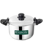 The Indus Valley Stainless Steel 2.5ltr Strainer Pot/Rice Pot for Noodles, Pasta, Corn, SOYA, Vegetables & Rice | Induction & Gas Friendly | 3-Layer Thick Bottom