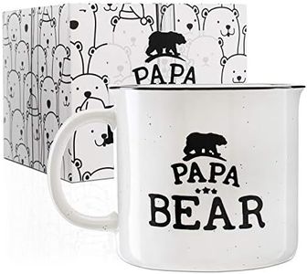 - Papa Bear Campfire Ceramic Mug - White - 15 oz, Retro Coffee Mug for Dad Gifts Tea Cup,