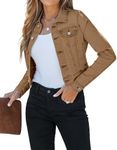 luvamia Womens Fashion Long Sleeve Button Down Stretchy Jean Jacket Women Denim Jacket Plus Size Denim Jacket Vintage Jacket Summer Jackets For Women Almond Brown Size XX-Large Fits Size 20 / Size 22