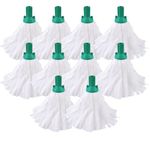 Avern Exel Standard Mop Heads Big White Push Fit Socket Mop Heads 120g ( Pack of 10) Super Absorbent Heavy Duty Mops - 102199 - Robert Scott (Green)