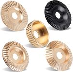 Pomsare 5PCS Angle Grinder Wood Carving Disc Set, 4 and 1/2 Attachments with 5/8 inch Arbor, Stump Tool Grinding Wheel Shaping for Cutting, Cutting Gold (WCD100C)