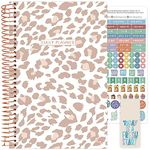 bloom daily planners UNDATED Calendar Year Day Planner - Passion/Goal Organizer - Start Anytime Monthly/Weekly Agenda Book with Tabs (January to December) - 5.5" x 8.25" - Tan Leopard