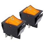 Heschen Rocker Switch ON-OFF DPST 4 Terminals Yellow light 16A 250VAC 2Pack