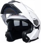 JIEKAI New Enhanced Version Adult Motorcycle Modular Full Face Helmet Flip up Dual Visor Helmets DOT Approved (Medium, White)