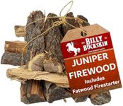 Juniper Firewood Logs 18 lbs | Includes Fatwood Firestarter, Split Seasoned Wood | Ideal for Solo Stoves, Great for Fireplaces, Camping, Campfires, Firepits | by Billy Buckskin Co.