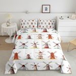 Erosebridal Wooden Windmill Comforter Set Twin, Stone Mill Bedding, Holland Building European Rural Structure Bedding Comforter Sets, Grain Bread Millstones Wheat Vintage Architecture Duvet Insert