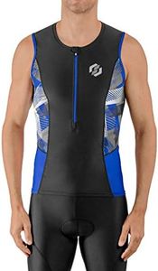 SLS3 Mens Triathlon Top Sleeveless – Full Zip Tri Top Men, 2 Pocks - Triathlon Shirts Men, Breathable AG Fabric