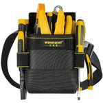 WINHUNT Small Electricians Pouch, Small Pocket Tool Bag with Adjustable Nylon Belt, Waist Work Pouch for Electricians Technician Black 8 Pockets