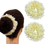 SparkLady Hair Mogra Scented Rubber Band Gajra Hair Accessories for Women Girls - 35 GM, White - Pack 2 (White - Pack Of 2)