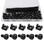 30pcs M6x16 Rack Mount Cage Nuts & Screws, with 50pcs Zip Ties Stainless Steel Mounting Screws and Square Nuts Accessories for Server Rack Cabinet Router Shelves (Black)