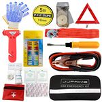 JJ PRIME - Set of 12 Ultimate Car Safety Driving Travel Kit Emergency Breakdown Road Safety Kit EU Vehicle Car Van Caravan Warning Triangle Tools
