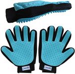 Zenify Pet Grooming Glove - For Cat, Kitten, Dog, Puppy, Rabbit, Horse - Dual Sided 2-in-1 Upgrade Version Machine Washable Enhanced Efficient Silicon Massage One-Size-Fits-All Gift Hair Deshedding Remover Mitt (2 Pack Left + Right Hand)