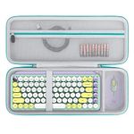 BOVKE Hard Carrying Case Compatible with Logitech POP Keys Mechanical Wireless Keyboard and POP Wireless Mouse Combo, Mesh Zipper Bag for Cables, Batteries, Emoji Keys, Mint Blue (Case Only)