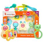 innovitoy 6 Pcs Rattles for Baby 0-6 Months | New Born Baby Toys Rattle Set with Fun Colors & Soft Rattling Sound | BPA Free Toys for Infants 0-6 Months | Perfect Toy Set Gift Pack - Made in India