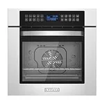 HYAKI 24" Built-In Single Wall Oven with Digital LED Touch Controls, 12 Cooking Style and Rotisserie Function in Tempered Glass