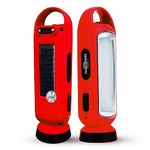 3 in 1 Rechargeable Emergency Long Range LED Search Torch Lantern Lamp Light with Long Battery Backup (Red)