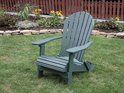 Turf Green-Poly Lumber Folding Adirondack Chair with Rolled Seating Heavy Duty Everlasting Lifetime PolyTuf HDPE - Made in USA - Amish Crafted