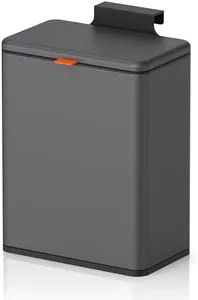 Mbillion Kitchen Compost Bin Hanging Trash Can with Lid 2.1 Gallon Stainless Steel Garbage Can for Kitchen Cabinet Door Mounted Trash Can Under Sink Door RV Bathroom,Brushed Black