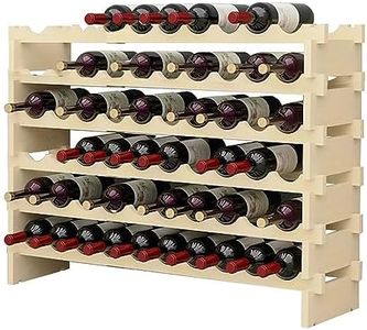 SogesGame Wine Rack,Stackable Modular Wine Rack 60Slots Storage Stand Free Standing Solid Natural Wood Wine Holder, Wobble-Free Display Shelves for Kitchen, Pantry, Wine Cellar, Basement(10 X 6 Rows)