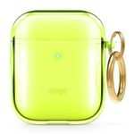 elago Clear Case with Keychain Compatible with Airpods 1&2 [Neon Yellow]