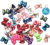 Carykon 40 Pack Pet Hair Bow with Rubber Bands for Yorkie Small dogs- assorted colors (Cute)