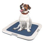 IRIS USA Pee Pad Holder, Square Dog Pad Holder, Secured Latches, Non-Skid Rubber Feet, High Polish Finish for Easy Cleaning, Leak Protection Dog Potty Tray, Fits 20"x20" Pad or Larger, Navy