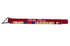 Radhe Flutes | Right Handed C Sharp With Velvet Cover | Tuned With Tanpura A=440Hz | PVC Fiber (Beige Flute With Dark Blue & Red Threads)