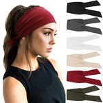 DRESHOW 6 PCS Adjustable Headbands for Women Knotted Headbands Elastic Non-Slip Fashion Hair Bands for Workout Sports Running Yoga