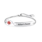 LSxAB Heart Medical Alert Addison's Disease Bracelet for Women Emergency First Aid Health Alert Engraved Stainless Steel Adjustable Chain Bracelets