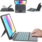 HEAPAO Keyboard Case for iPad 10th Generation 10.9" 2022 - Detachable Keyboard Cover with Smart Trackpad & 7 Color Backlight & Kickstand - Folio Stand Tablet Case with Pencil Holder for iPad 10th Gen