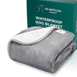 100% Waterproof Dog Blankets for Large Dogs – Soft Fleece, Washable Pet Throw for Sofa, Car, Bed & Furniture Protection, Soft Fluffy Reversible Blanket, 100x120cm, Grey/White