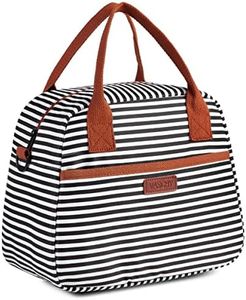 VASCHY Bolsa Térmica Porta Alimentos, Bolsa de Comida para Trabajo Bolsa de Almuerzo para Mujer Bolsa Isotermica para Tupper y Fiambrera para Escuela Trabajo Picnics, Franja
