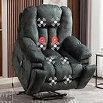 CANMOV Large Power Lift Recliner Chair with Massage, Heat, and USB for Elderly, Overstuffed Wide Recliners, Heavy Duty and Safety Motion Reclining Mechanism, Gray