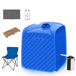 RELAX4LIFE Portable Sauna Tent, 3L Sauna Pot Bath Box with 9-Gear Adjustable Temperature & Timer, Chair, Mat, Herbal Box & Massage Foot Roller, Steam Cabin Home Sauna Spa for Relaxing Body (Blue)