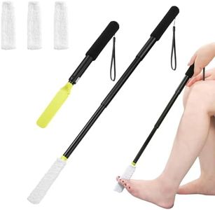 Foot Wash Brush with Adjustable Handle, Toe Washer for the Shower, Foot Brush with Towel, Toe Cleaner with Long Handle, Foot Shower Brush for Seniors