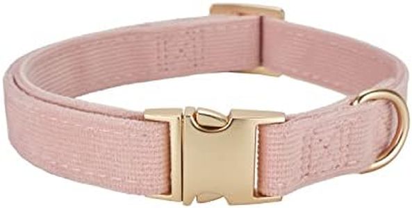 Petiry Soft Corduroy Fibric Dog Collar with High Grade Metal Buckle, for Medium Dogs(Light Pink,Medium:12-19")