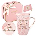 Sisters Gifts Mug Sister Birthday Gifts for Sister Coffee Mug Set-Side by Side or Miles Apart Sisters are Always Close at Heart- Personalised Gifts for Her Birthday Graduation Gifts Box Set 14oz Pink