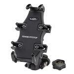 Grand Pitstop® Motorcycle Phone Holder Bike Phone Mount Compatible with 4" to 6" Phone Holders for Grip 360° Phone Protection Aluminium Clamp (Black, GPS10-4 Sided Grip)