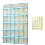 Hanging Cell Phone Organizer, Pocket Chart for Calculator Holder KEEPJOY 30 Pocket Charts for Classroom 33.5 x 24.5 Inch Clear Pocket Chart (Off White)