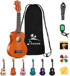 Donner Soprano Ukulele Beginner Kit Ukulele 21 inch Starter Set Adult Ukelele Hawaii Guitar with Uke Oneline Lesson String Tuner Picks DUS-10 Mahogany