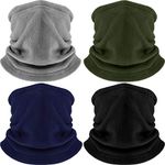 4 Pieces Winter Fleece Neck Warmer Gaiter Thick Thermal Windproof Ski Neck Gaiter Balaclava (Black, Gray, Army Green, Navy Blue)