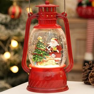Snow Globe Christmas Decorations Indoor, Santa Claus Lighted Musical Christmas Snow Globes Lantern with Glitter & 6H Timer, Santa Claus Christmas Decorations for Home